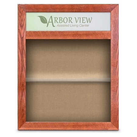 United Visual Products Outdoor Enclosed Combo Board, 42"x32", Stn Frame/Wht Porc & Blue Spruce UVCB4232OD-WHTPORC-BLSPRU